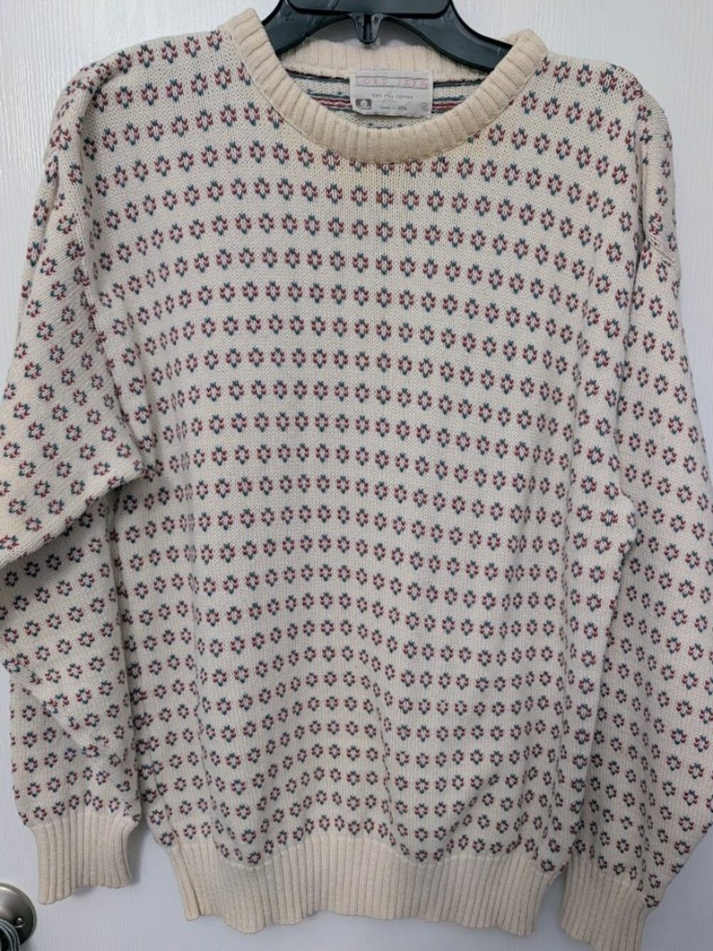 Vintage Lord Jeff‎ cotton cream color sweater Size M